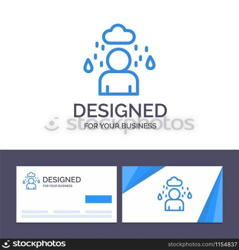 Creative Business Card and Logo template Man, Cloud, Rainy Vector Illustration