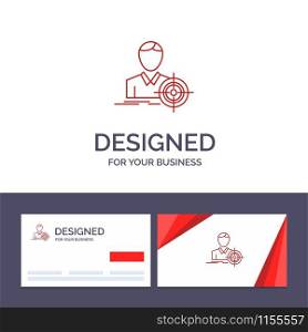 Creative Business Card and Logo template Man, Focus, Target, Goal Vector Illustration