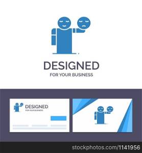 Creative Business Card and Logo template Man, Hand, Emojis, Healthcare Vector Illustration