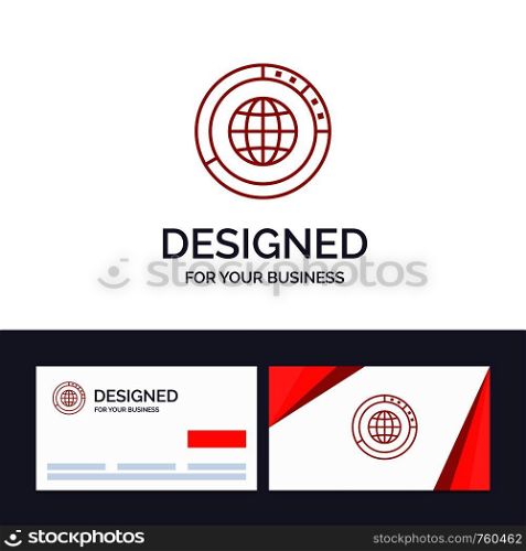 Creative Business Card and Logo template Management, Data, Global, Globe, Resources, Statistics, World Vector Illustration