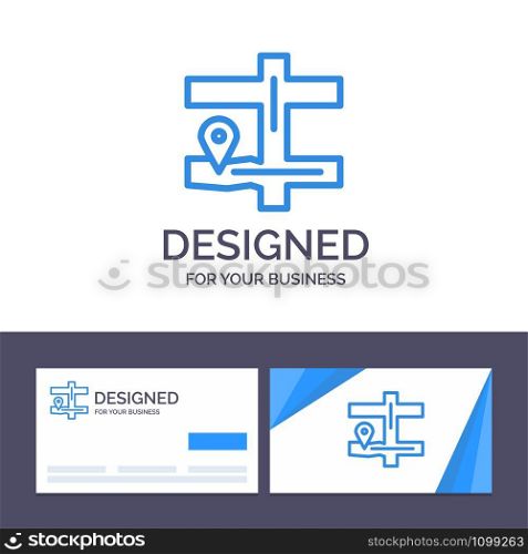 Creative Business Card and Logo template Map, Navigation, Pin Vector Illustration