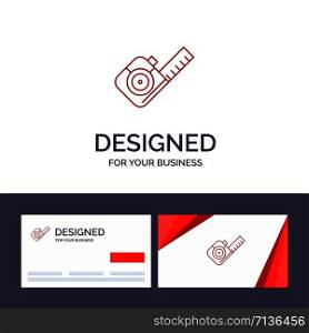 Creative Business Card and Logo template Measure, Measuring, Tape, Tool Vector Illustration
