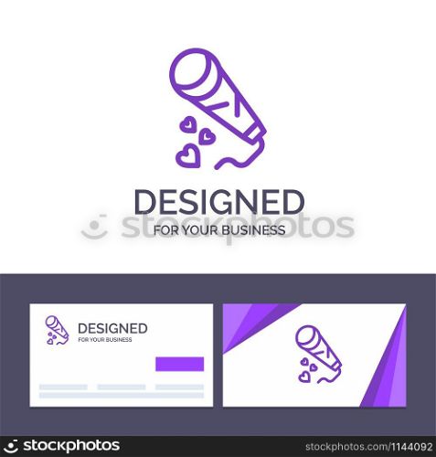 Creative Business Card and Logo template Mic, Hearts, Love, Loving, Wedding Vector Illustration