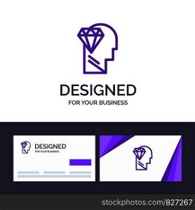 Creative Business Card and Logo template Mind, Perfection, Diamond, Head Vector Illustration