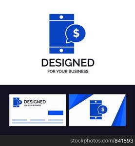 Creative Business Card and Logo template Mobile, Cell, Money, Dollar Vector Illustration
