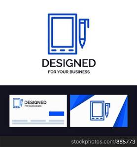 Creative Business Card and Logo template Mobile, Cell, Pencil, Design Vector Illustration
