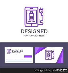 Creative Business Card and Logo template Mobile, Charge, Full, Plug Vector Illustration