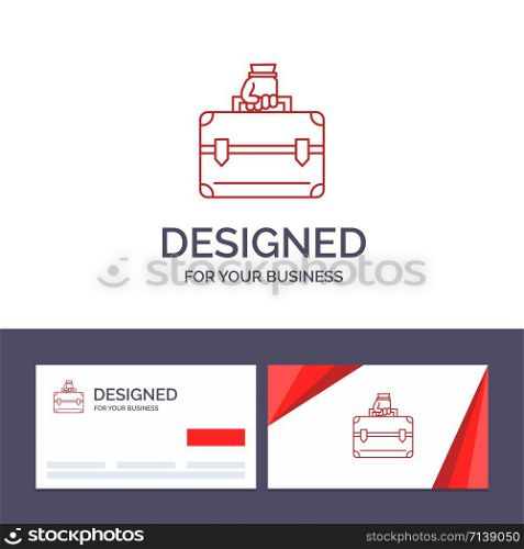 Creative Business Card and Logo template Money, Briefcase, Case, Bag Vector Illustration