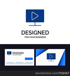 Creative Business Card and Logo template Monitor, Computer, Video, Play Vector Illustration
