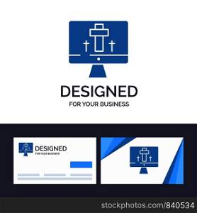Creative Business Card and Logo template Monitor, Screen, Easter, Egg Vector Illustration