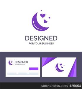 Creative Business Card and Logo template Moon, Night, Love, Romantic Night, Vector Illustration
