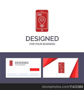 Creative Business Card and Logo template Navigation, Location, Pointer, Smartphone Vector Illustration