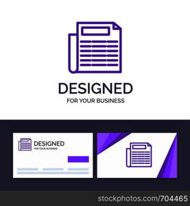 Creative Business Card and Logo template News, Paper, Document Vector Illustration
