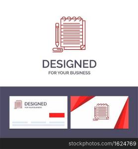 Creative Business Card and Logo template Notepad, Notebook, Pad, Novel Vector Illustration