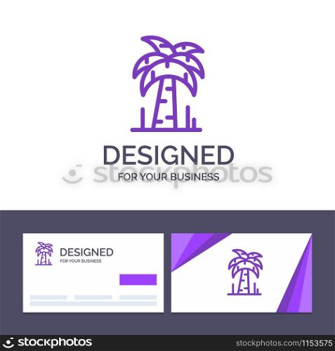 Creative Business Card and Logo template Palm, Tree, Brazil Vector Illustration
