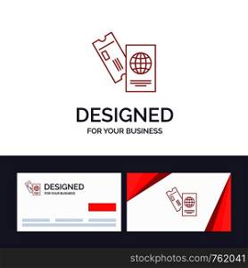 Creative Business Card and Logo template Passport, Business, Tickets, Travel, Vacation Vector Illustration