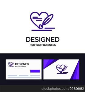 Creative Business Card and Logo template Pen, Love, Heart, Wedding Vector Illustration