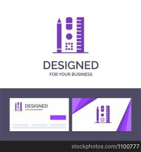 Creative Business Card and Logo template Pen, Scale, Education, Online Vector Illustration