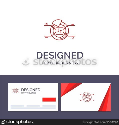 Creative Business Card and Logo template Pie, Chart, Report, Percentage Vector Illustration