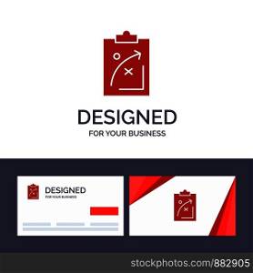 Creative Business Card and Logo template Plan, Strategic, Strategy, Tactics, Economics, Market, Vector Illustration