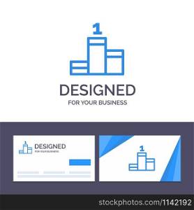 Creative Business Card and Logo template Position, Success, Achievement Vector Illustration