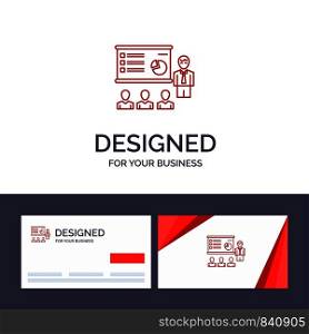 Creative Business Card and Logo template Presentation, Analytics, Business, Graph, Marketing, People, Statistics Vector Illustration