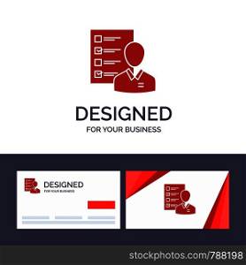 Creative Business Card and Logo template Profile, Abilities, Business, Employee, Job, Man, Resume, Skills Vector Illustration