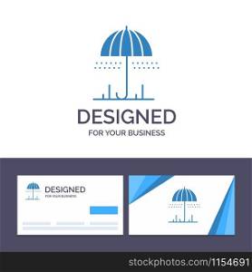 Creative Business Card and Logo template Rain, Umbrella, Weather, Spring Vector Illustration