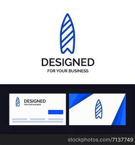 Creative Business Card and Logo template Recreation, Sports, Surfboard, Surfing Vector Illustration