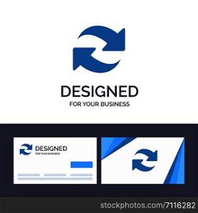 Creative Business Card and Logo template Refresh, Reload, Rotate, Repeat Vector Illustration
