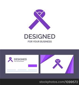 Creative Business Card and Logo template Ribbon, Awareness, Cancer Vector Illustration