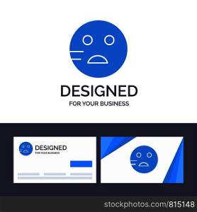 Creative Business Card and Logo template Sad, Emojis, School Vector Illustration