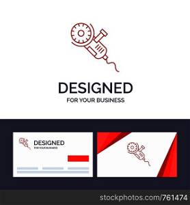 Creative Business Card and Logo template Saw, Circular Saw, Power, Tool, Blade Vector Illustration
