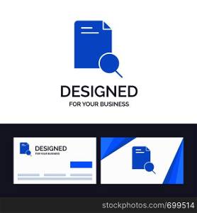 Creative Business Card and Logo template Search, Research, File, Document Vector Illustration