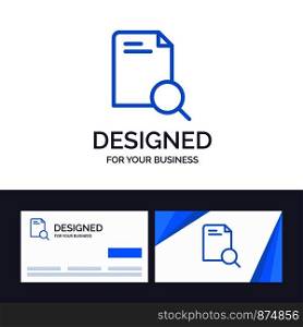 Creative Business Card and Logo template Search, Research, File, Document Vector Illustration