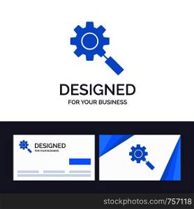 Creative Business Card and Logo template Search, Research, Gear, Setting Vector Illustration