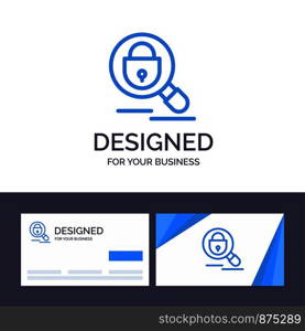 Creative Business Card and Logo template Search, Research, Lock, Internet Vector Illustration