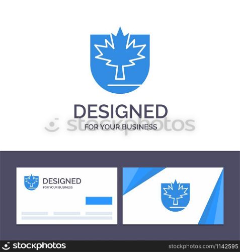 Creative Business Card and Logo template Security, Leaf, Canada, Shield Vector Illustration