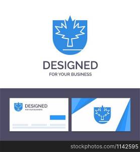 Creative Business Card and Logo template Security, Leaf, Canada, Shield Vector Illustration
