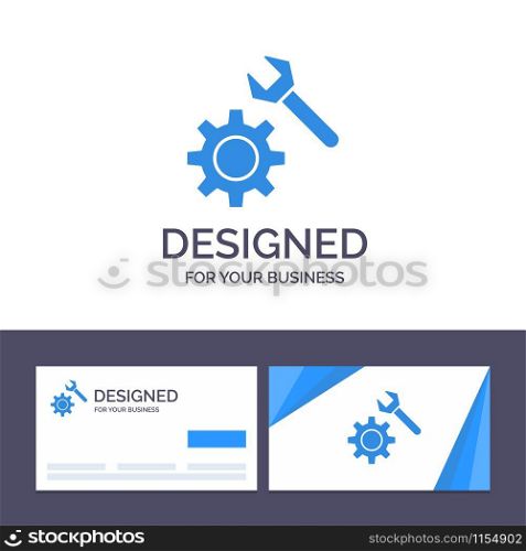 Creative Business Card and Logo template Setting, Wrench, Gear Vector Illustration