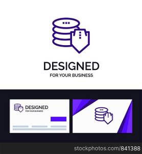 Creative Business Card and Logo template Shield, Dollar, Security, Secure Vector Illustration
