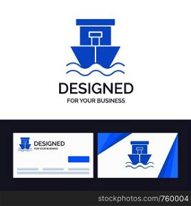 Creative Business Card and Logo template Ship, Beach, Boat, Summer Vector Illustration