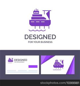 Creative Business Card and Logo template Ship, Boat, Cargo, Construction Vector Illustration