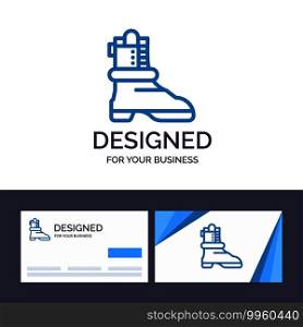 Creative Business Card and Logo template Shoes, Boot, American Vector Illustration