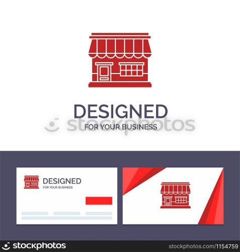 Creative Business Card and Logo template Shop, Online, Market, Store, Building Vector Illustration