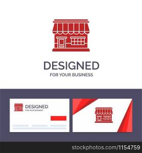 Creative Business Card and Logo template Shop, Online, Market, Store, Building Vector Illustration
