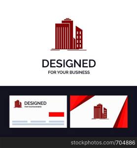 Creative Business Card and Logo template Skyscraper, Architecture, Buildings, Business, Office, Real Estate Vector Illustration