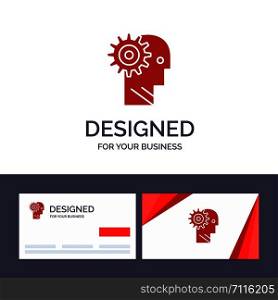 Creative Business Card and Logo template Solution, Brain, Gear, Man, Mechanism, Personal, Working Vector Illustration