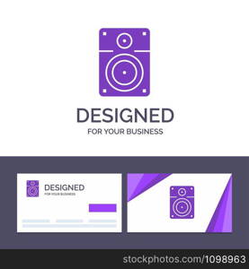 Creative Business Card and Logo template Speaker, Loud, Music, Education Vector Illustration