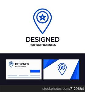 Creative Business Card and Logo template Star, Location, Map, Marker, Pin Vector Illustration